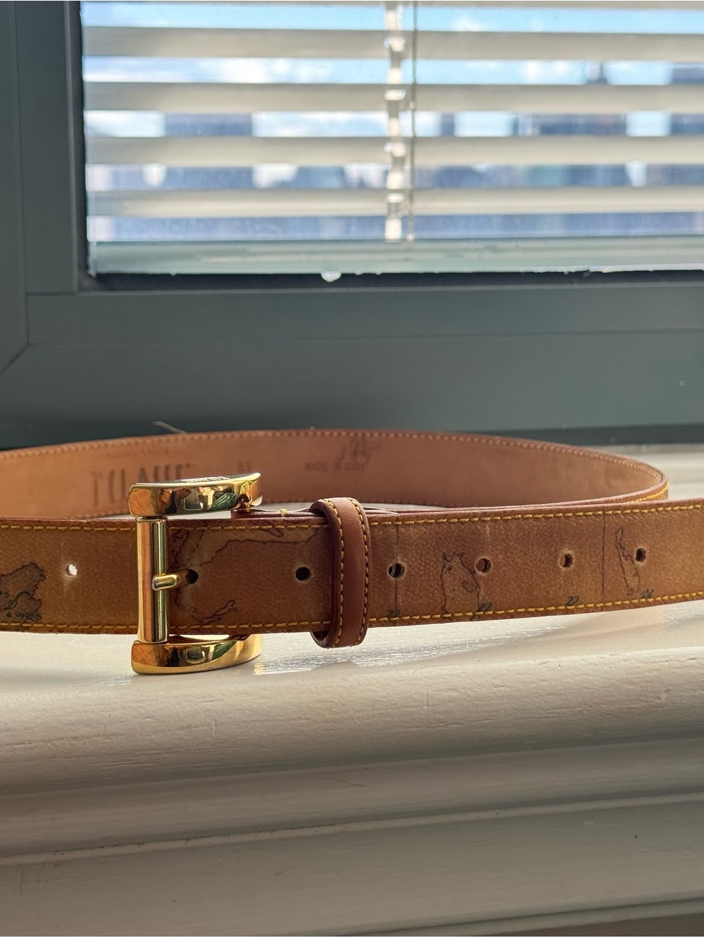 Alviero Martini 1ᴬ Classe Geo Classic map-print leather belt - Picture 4 of 7
